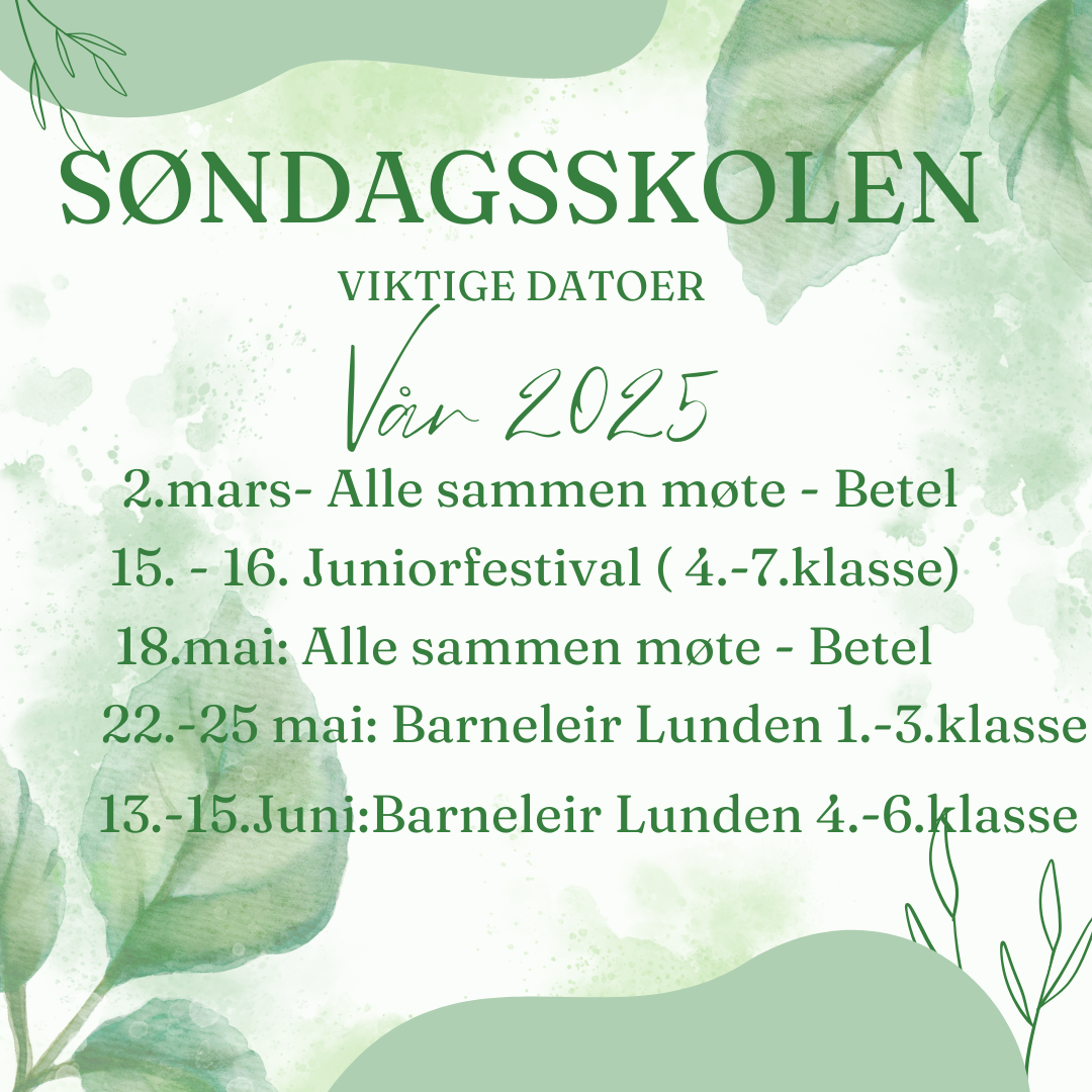 Read more about the article Søndagsskolen, viktige datoer