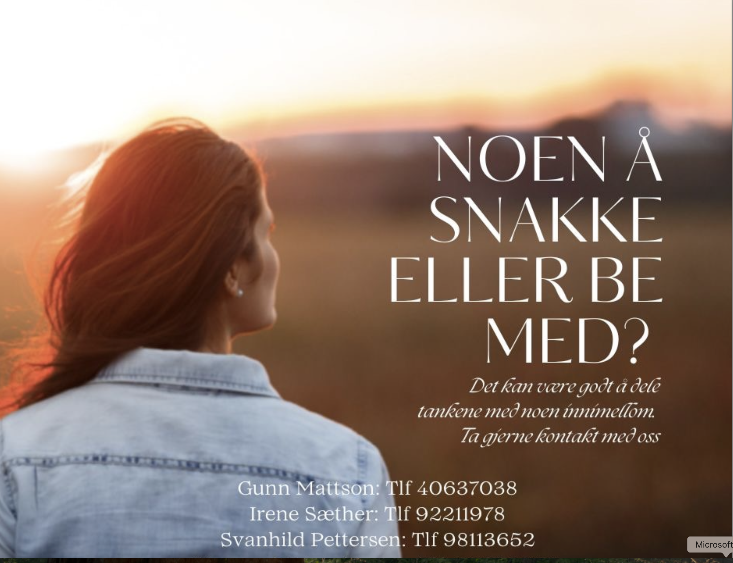 Read more about the article Noen å snakke eller be med?